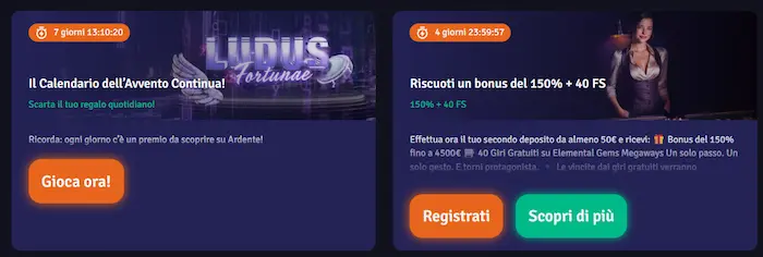 Ardente Casino Italia bonus